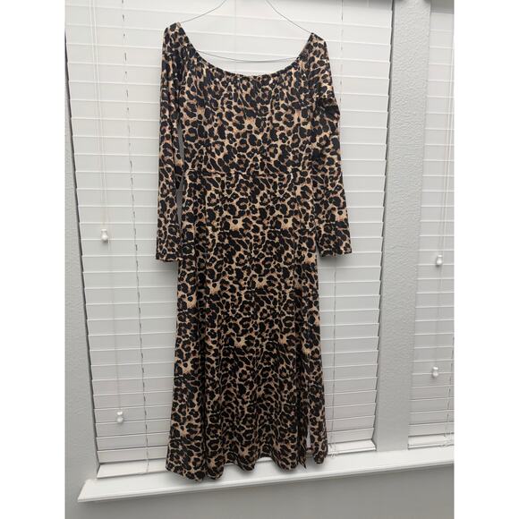 Unbranded Dresses & Skirts - NWOT Leopard Print Off Shoulder Maxi Dress L